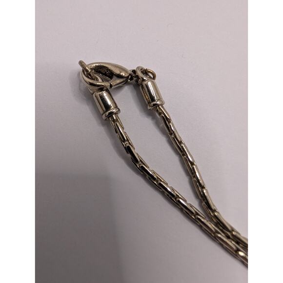 Silver Tone Floral Pendant Long Necklace 18 Inch Chain - Picture 4 of 5